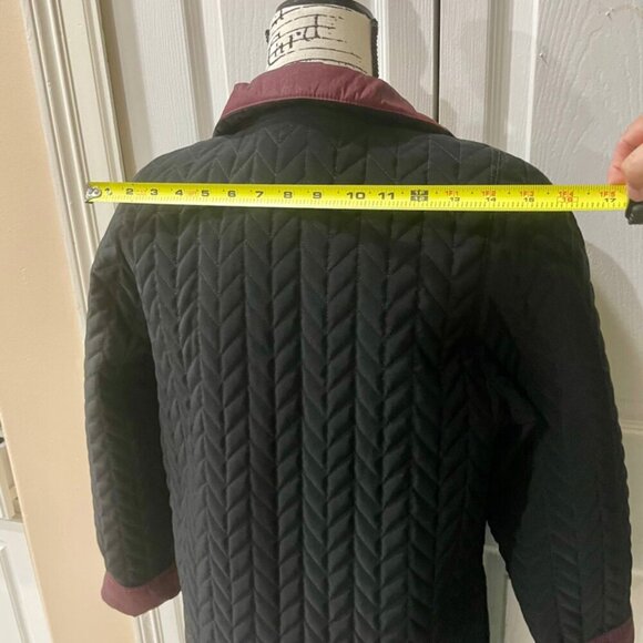 VTG REVERSIBLE QUILTED COAT WINDBREAKER JACKET FULL ZIP BLACK/BURGUNDY SIZE XS - Picture 4 of 16